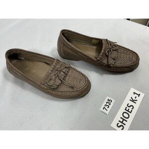 Womans Walkables Slip On Comfort Loafers Size 8 W Taupe Tie Accent